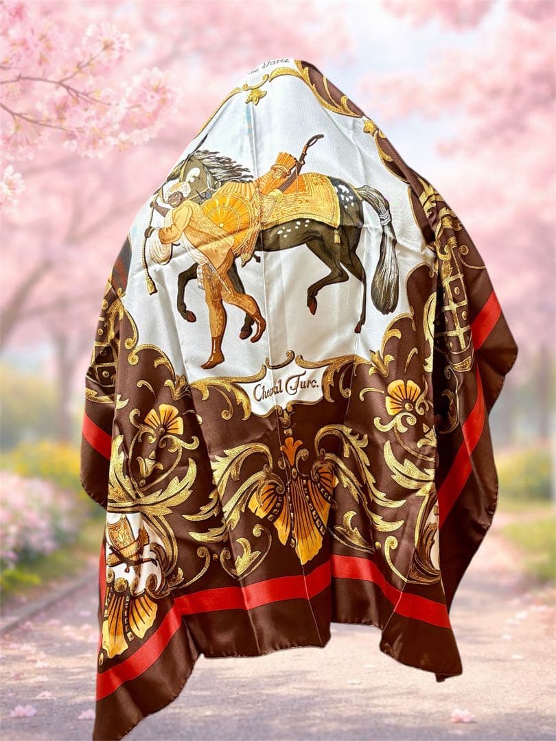 HERMES エルメス カレシルクスカーフ Cheval Turc トルコの馬