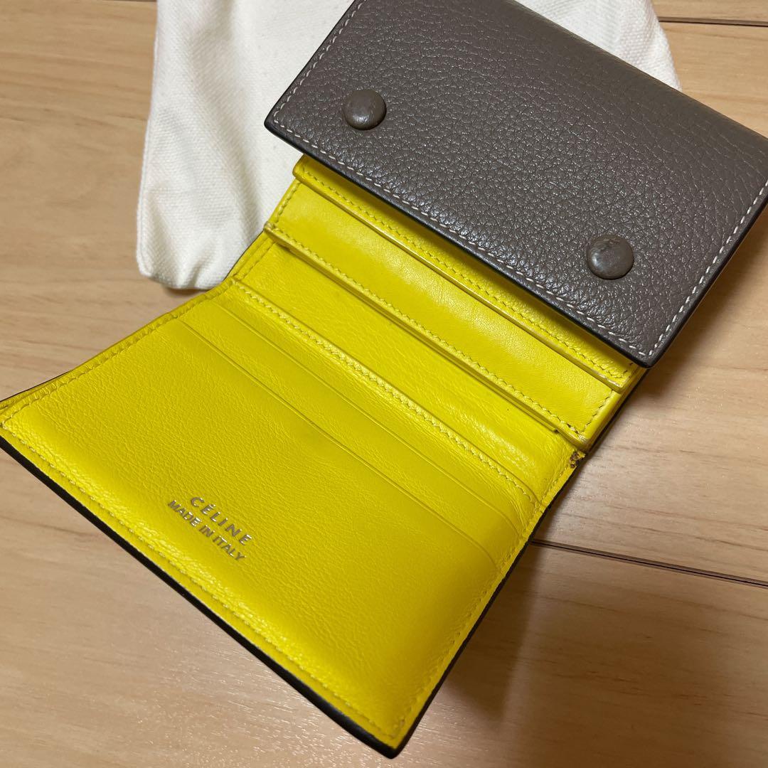 CÉLINE 二つ折り財布 グレー/イエロー 保存袋付き