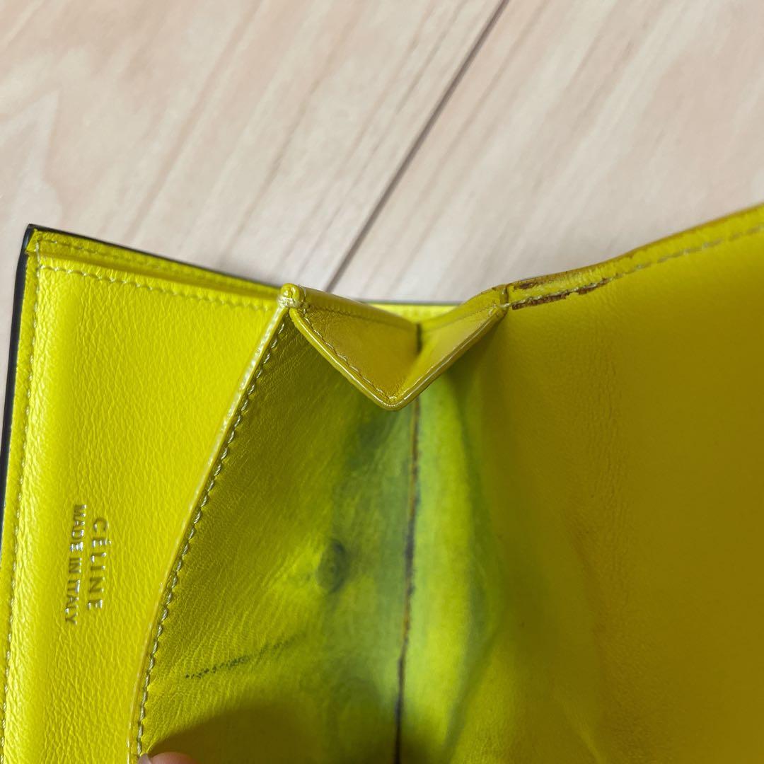 CÉLINE 二つ折り財布 グレー/イエロー 保存袋付き