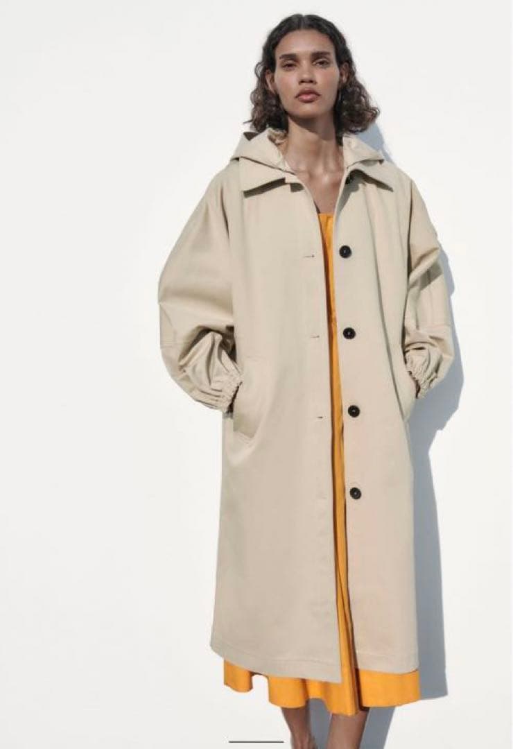 ZARA フード付き オーバーサイズ トレンチコート バルーンスリーブ 新品