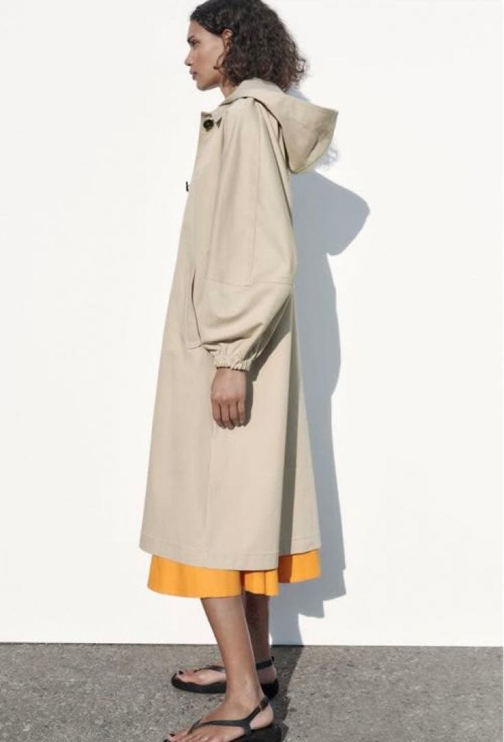 ZARA フード付き オーバーサイズ トレンチコート バルーンスリーブ 新品