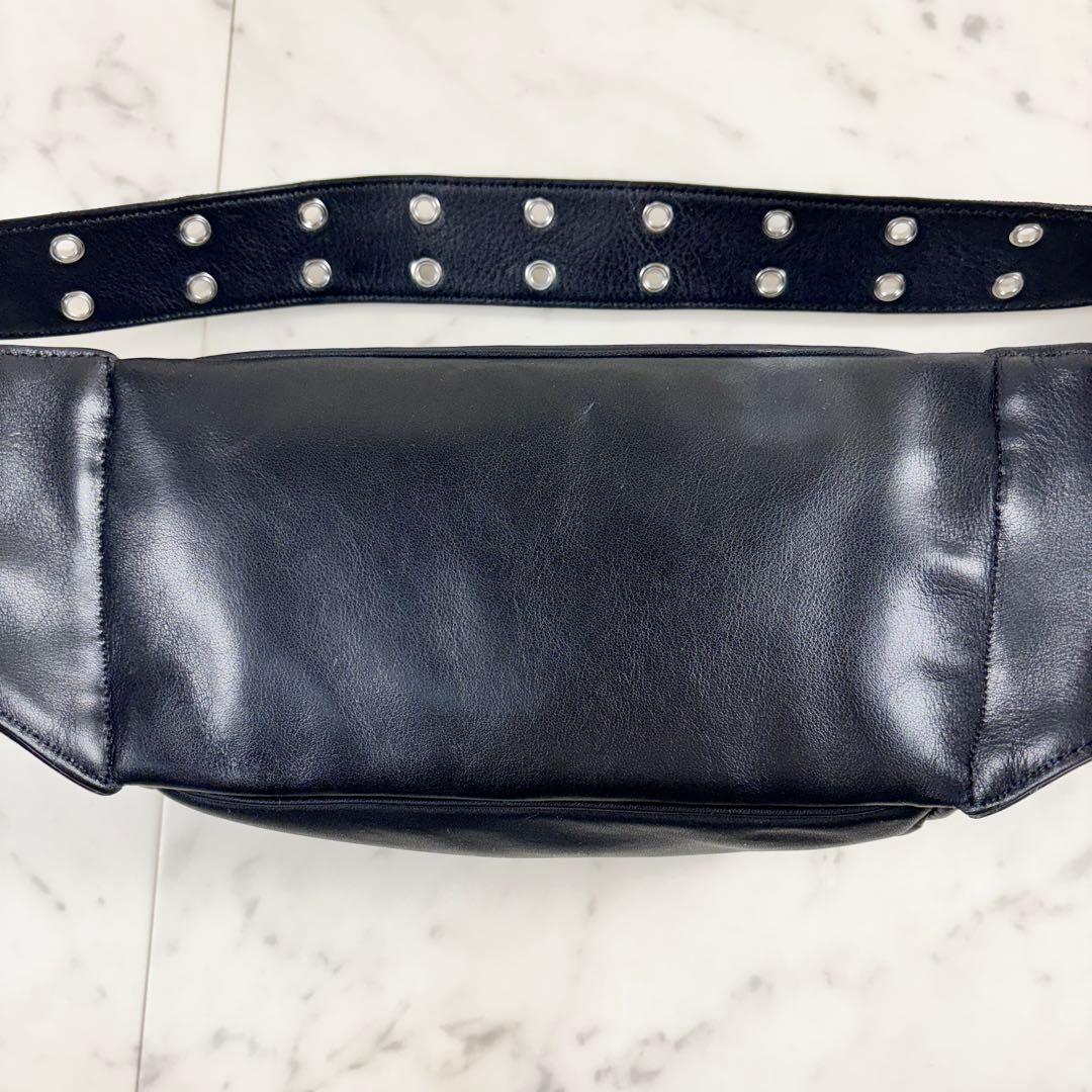 オールセインツ スタッズ レザーショルダーバッグウエストボディバッグ ブラック