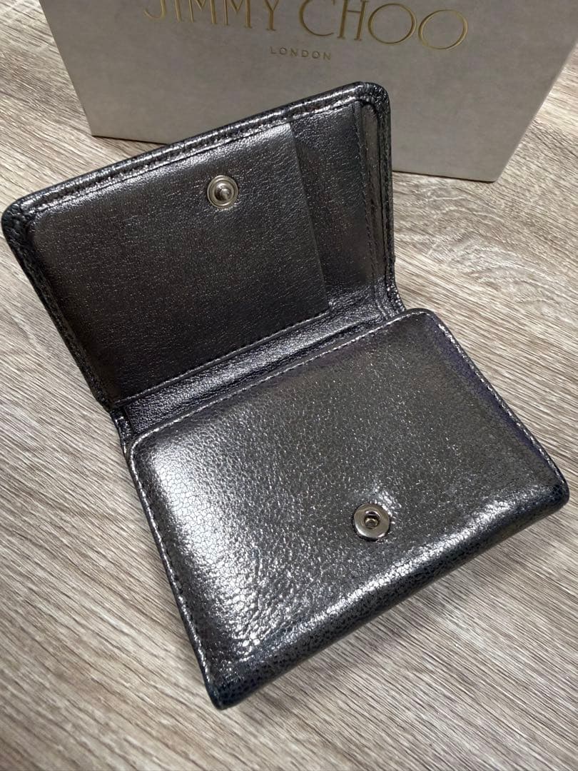 JIMMY CHOO シルバーグレー スタースタッズ 三つ折り財布
