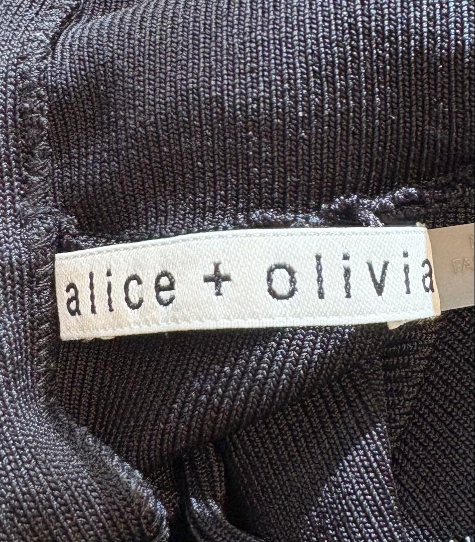 入手困難 alice +olivia 黒リブ編みハイネックニットブラック