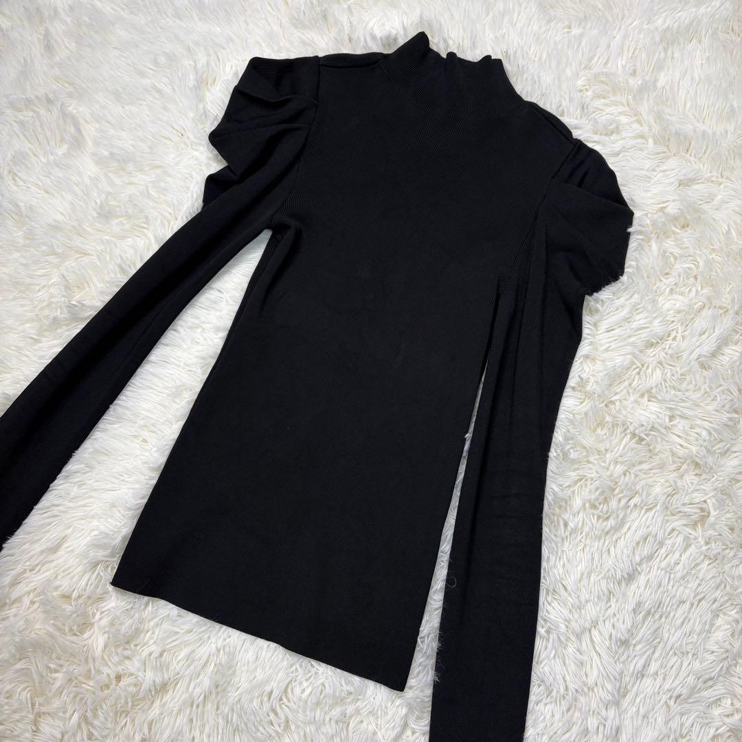 入手困難 alice +olivia 黒リブ編みハイネックニットブラック
