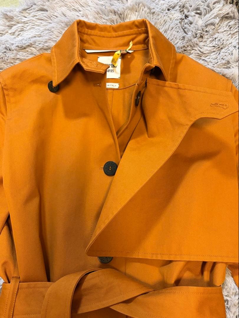 超美品♡HERMES 2020 トレンチコート　オレンジブラウン