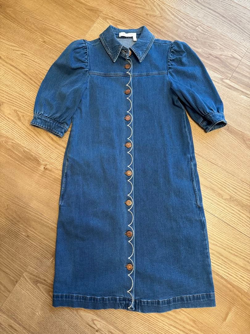 See by Chloe デニム　ワンピース　スカラップ　パフスリーブ　34