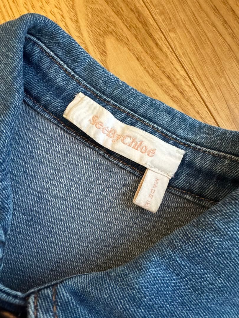 See by Chloe デニム　ワンピース　スカラップ　パフスリーブ　34