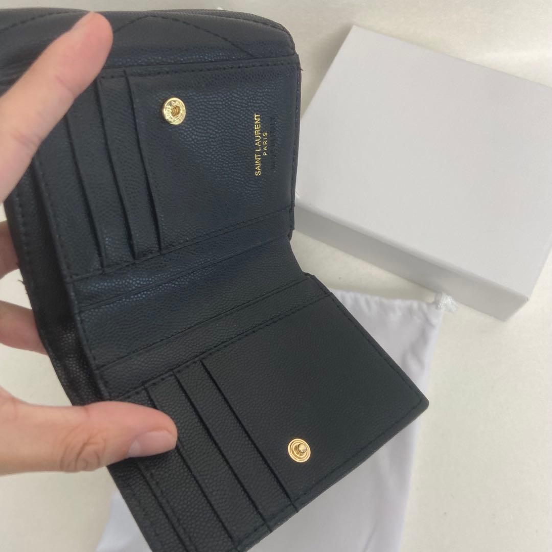 SAINT LAURENT キルティング 三つ折り財布 レザー 中古品
