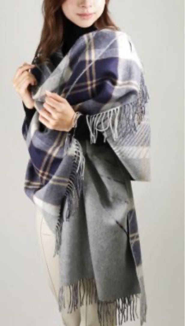 【国内正規品】★新品タグ付★ジョンストンズ　ダブルフェイス　カシミア　大判　別注