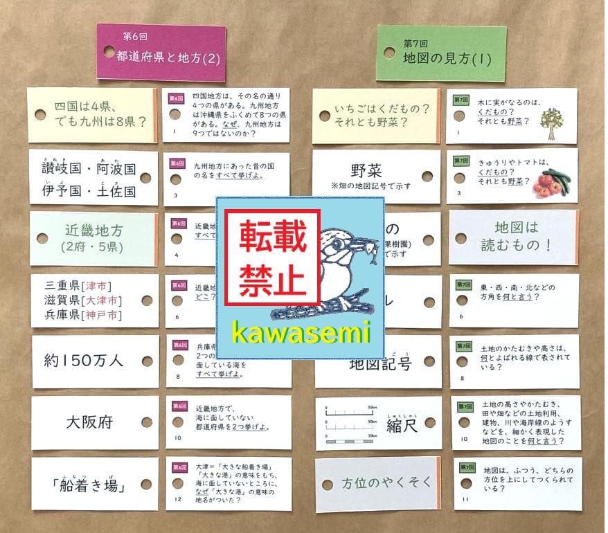 カット済【中学受験】予習シリーズ社会 4年上 (全単元) 地理 暗記カードa