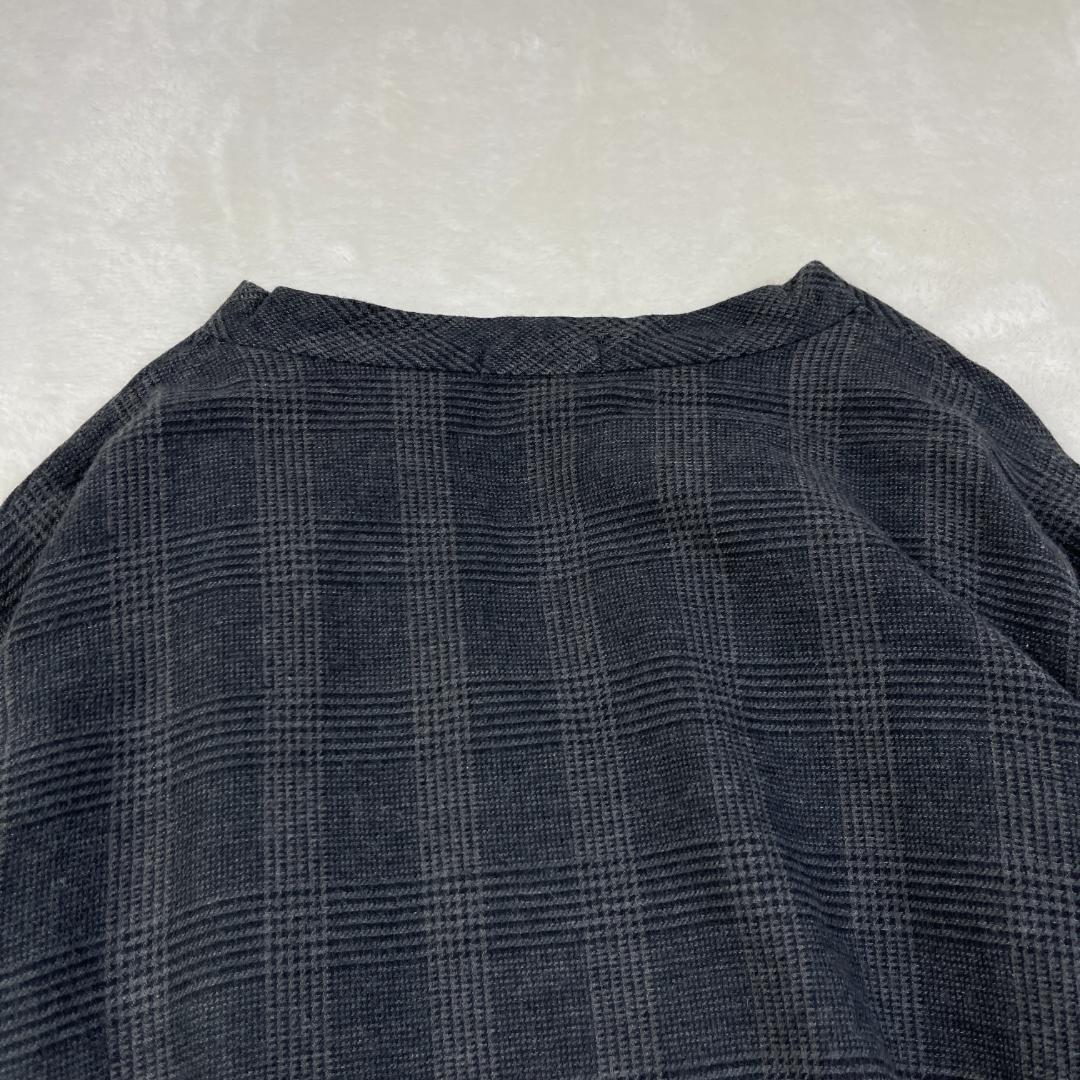 Plantation　グレンチェックスキッパーワンピース　グレー