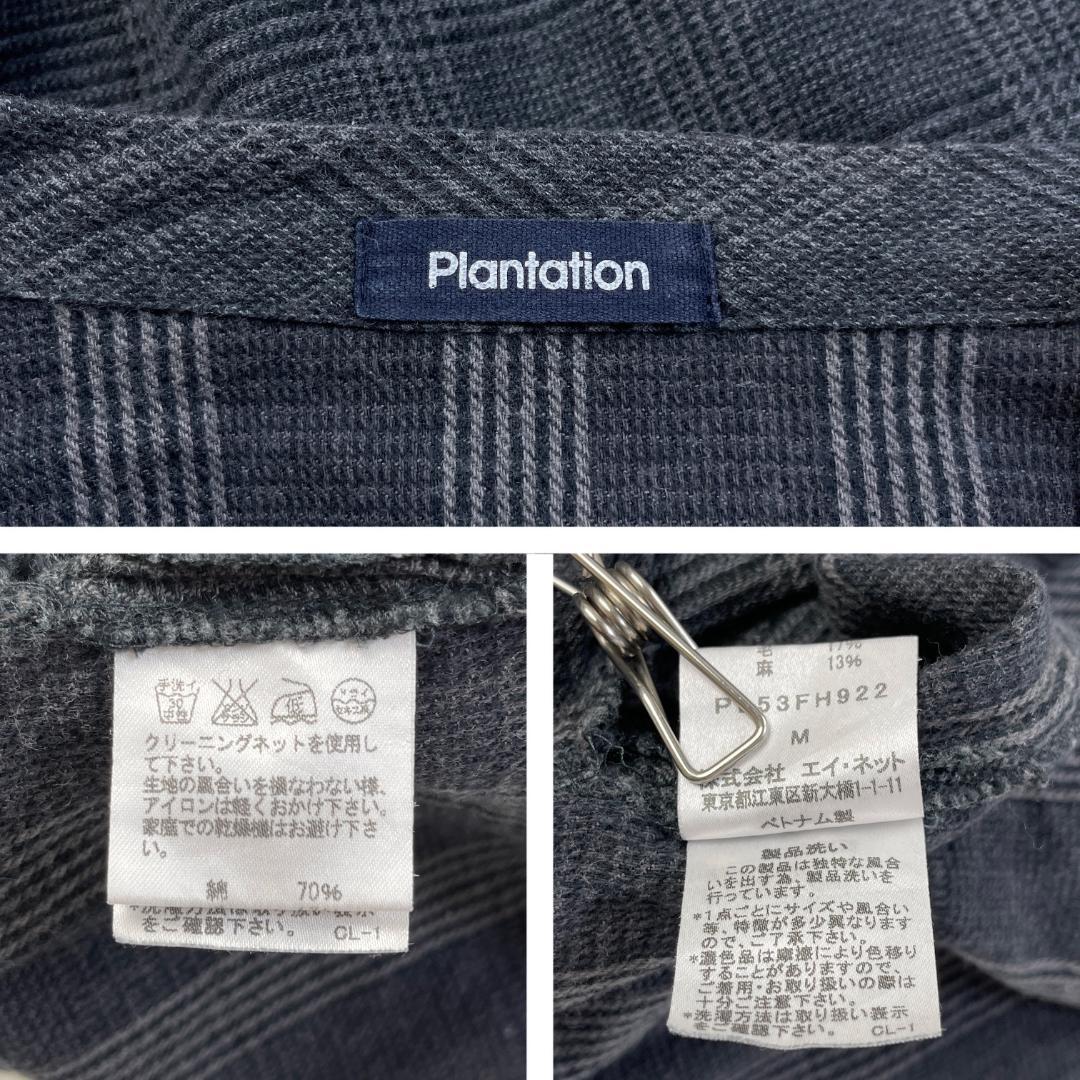 Plantation　グレンチェックスキッパーワンピース　グレー