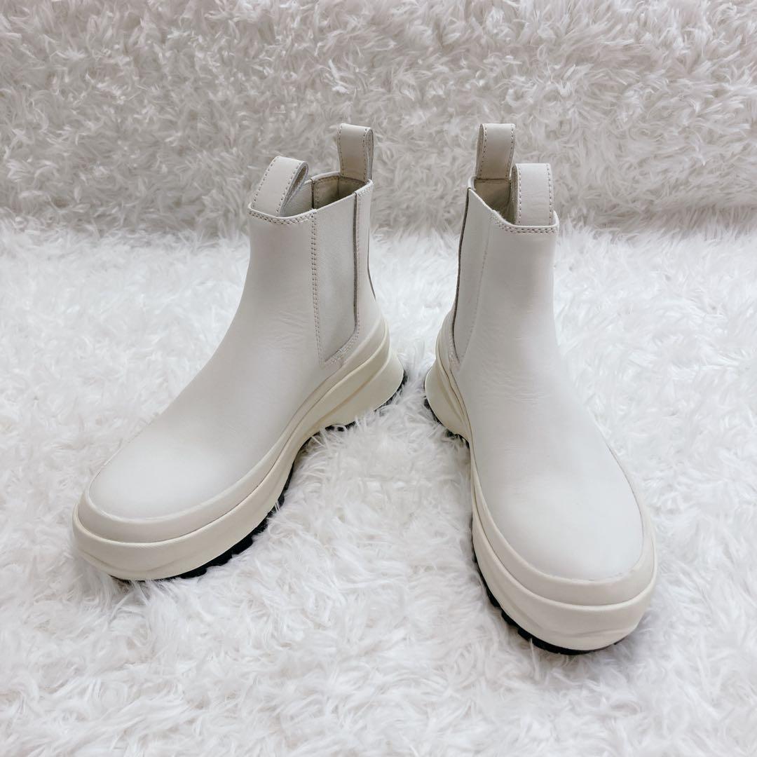 【未使用品】JIL SANDER サイドゴアブーツ 厚底 レザー ホワイト 35