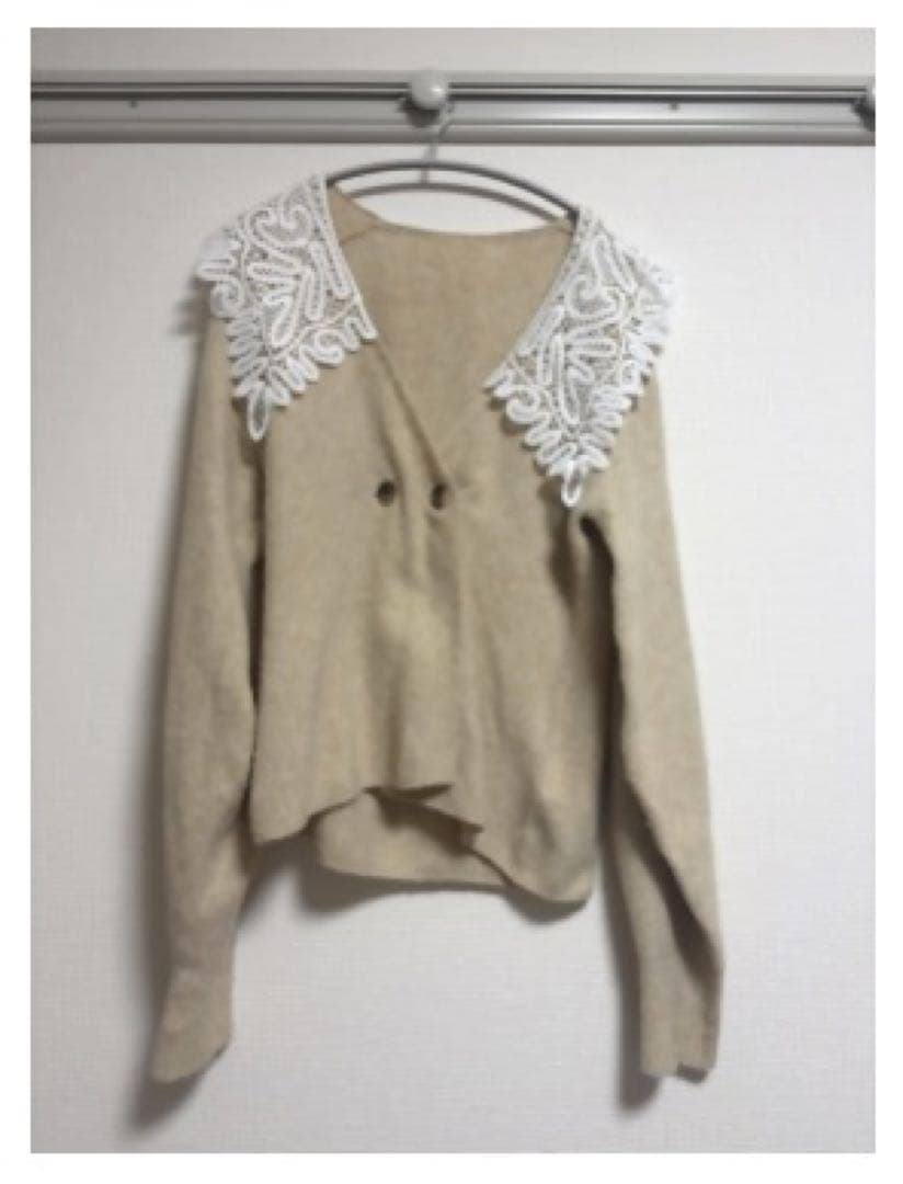 【Acka.】 lace collar knit cardiga ベージュ