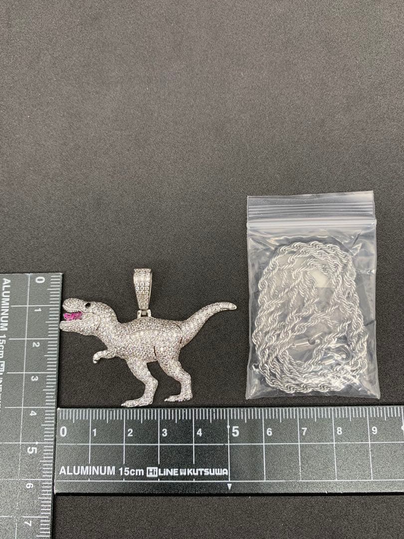 恐竜 ティラノサウルス T REX ジルコニア ブリンブリン ネックレス CZ
