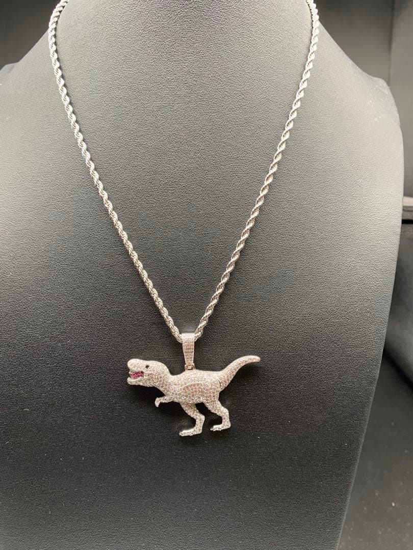 恐竜 ティラノサウルス T REX ジルコニア ブリンブリン ネックレス CZ