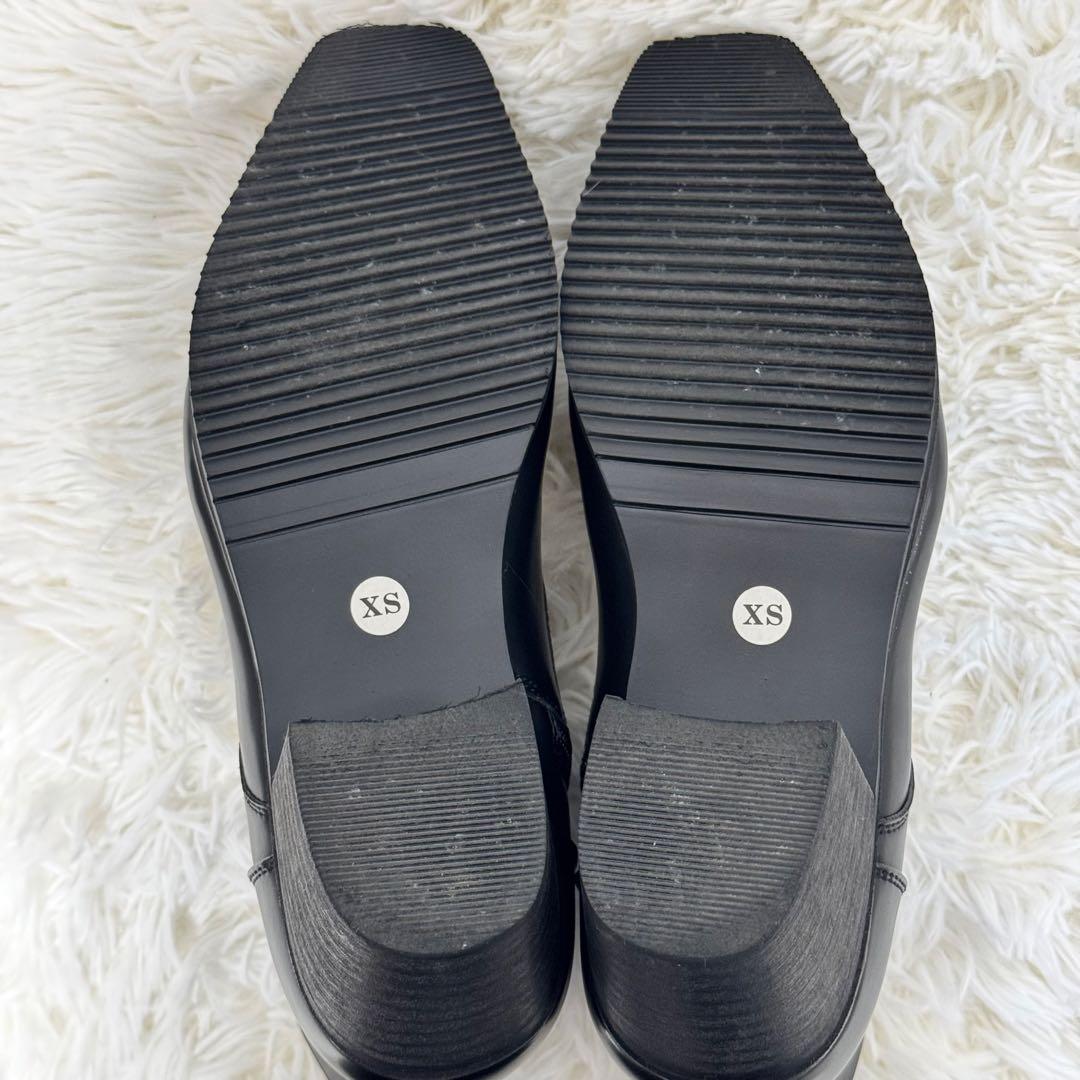 美品【CLEL】ハイソール レースアップ スクエアトゥ ヒールブーツ XSサイズ