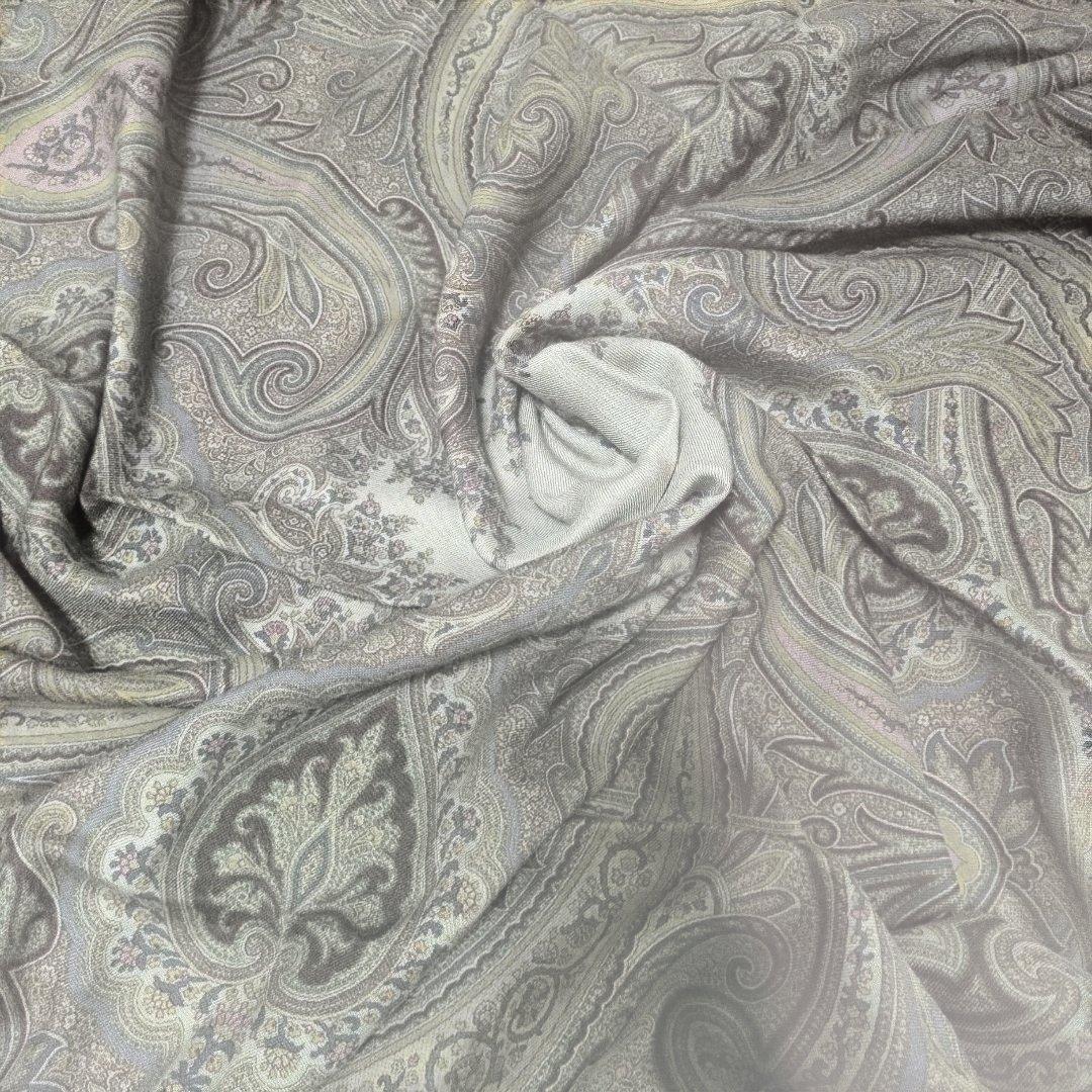 【ETRO】超大判 134×134 ペイズリー大判ショールストール ウールシルク