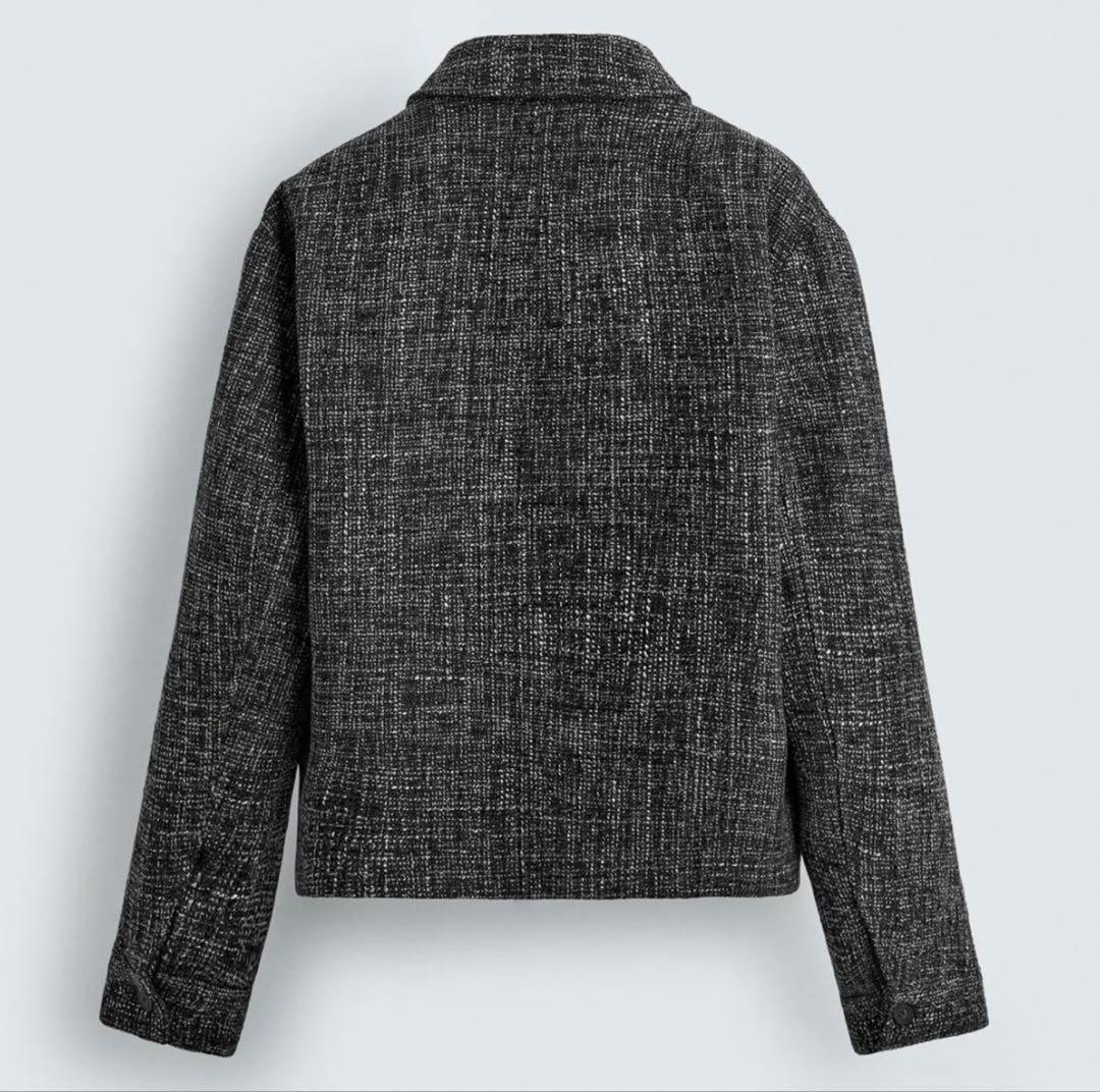 ZARA テクスチャー素材ポケット付きシャツジャケット