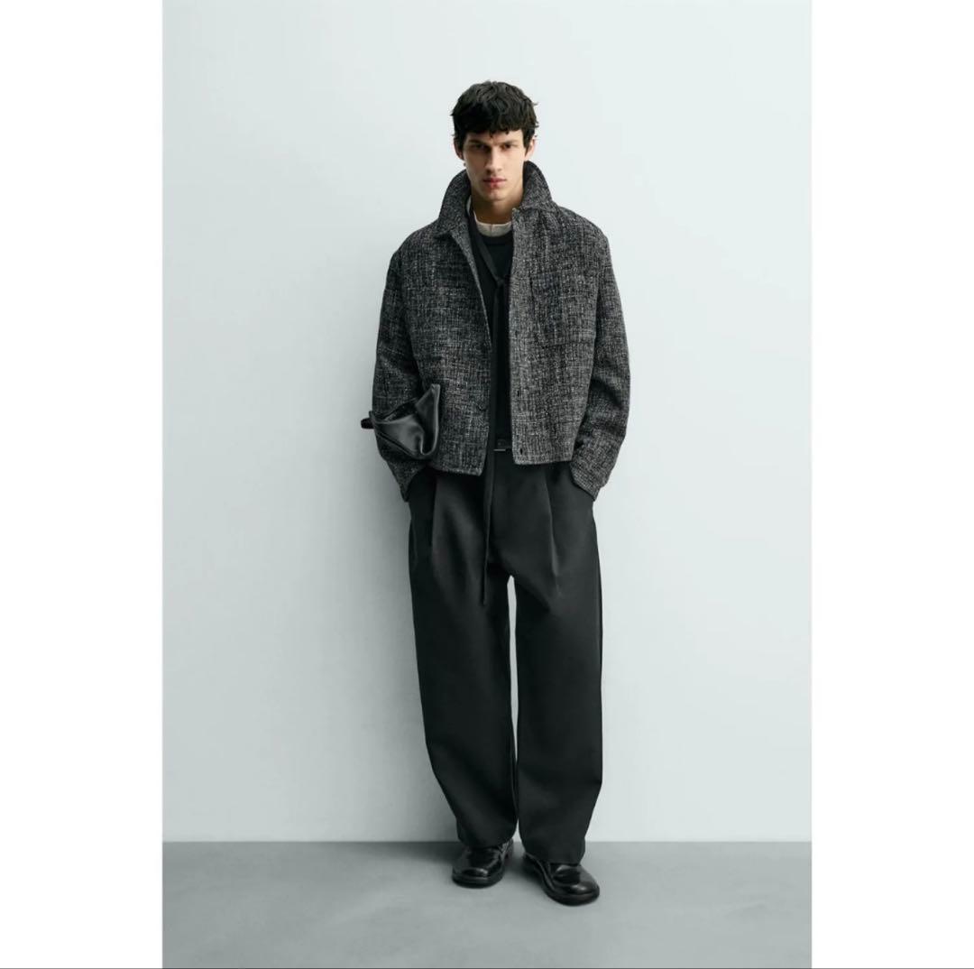 ZARA テクスチャー素材ポケット付きシャツジャケット