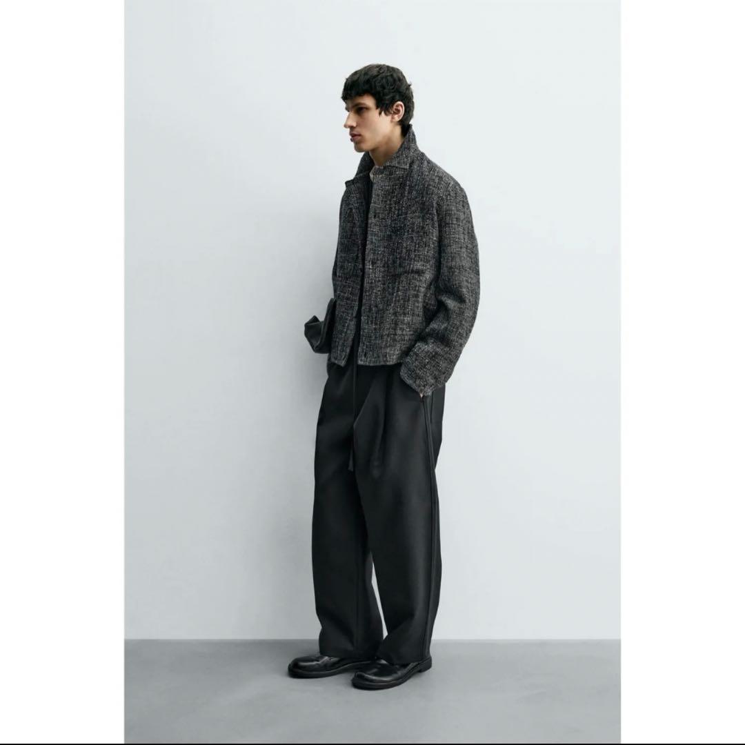 ZARA テクスチャー素材ポケット付きシャツジャケット