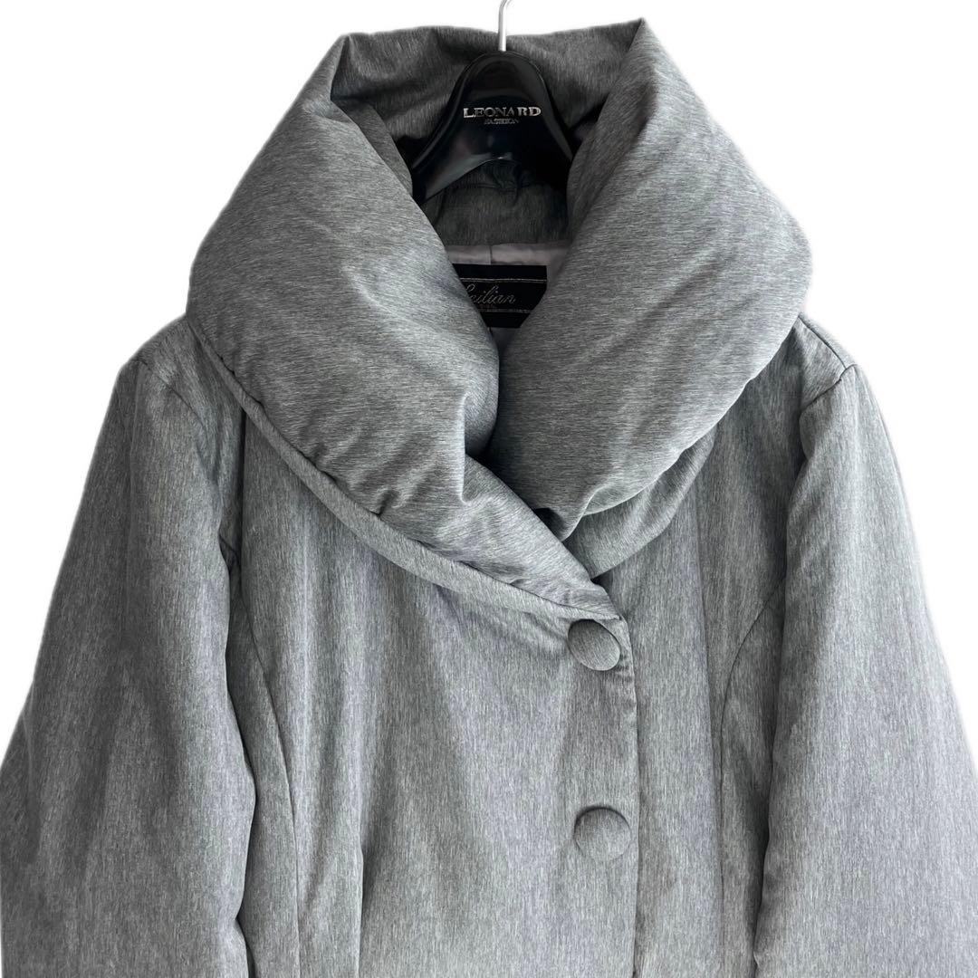 美品 Leilian レリアン ダウンフェザー ショールカラー ロング コート