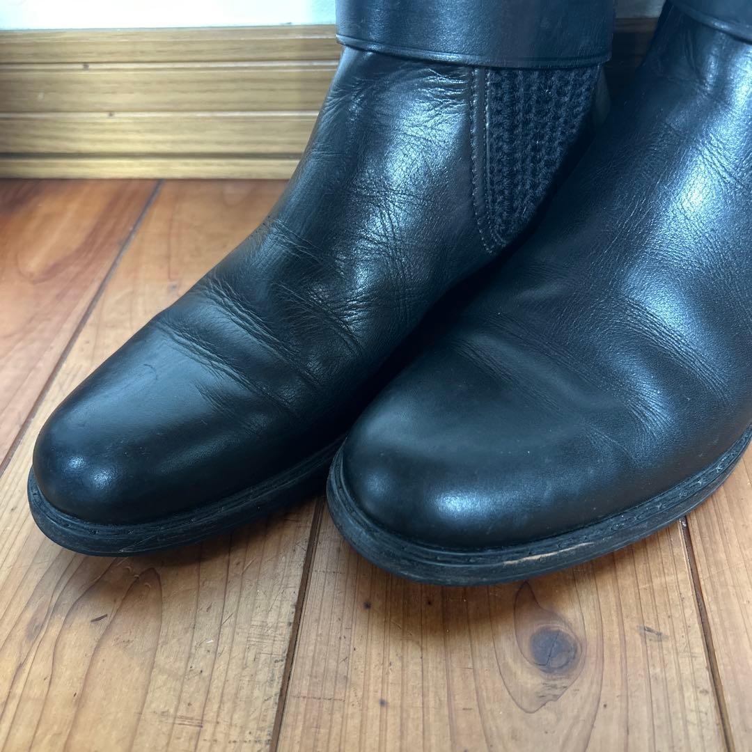 GUCCI★ニット ブーツ レザー 切り替え ブラック 23.5