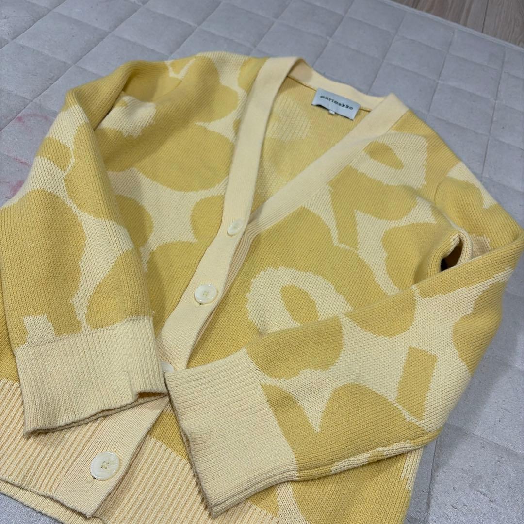 専用　marimekko ウニッコ柄 コットンウールカーディガン イエロー