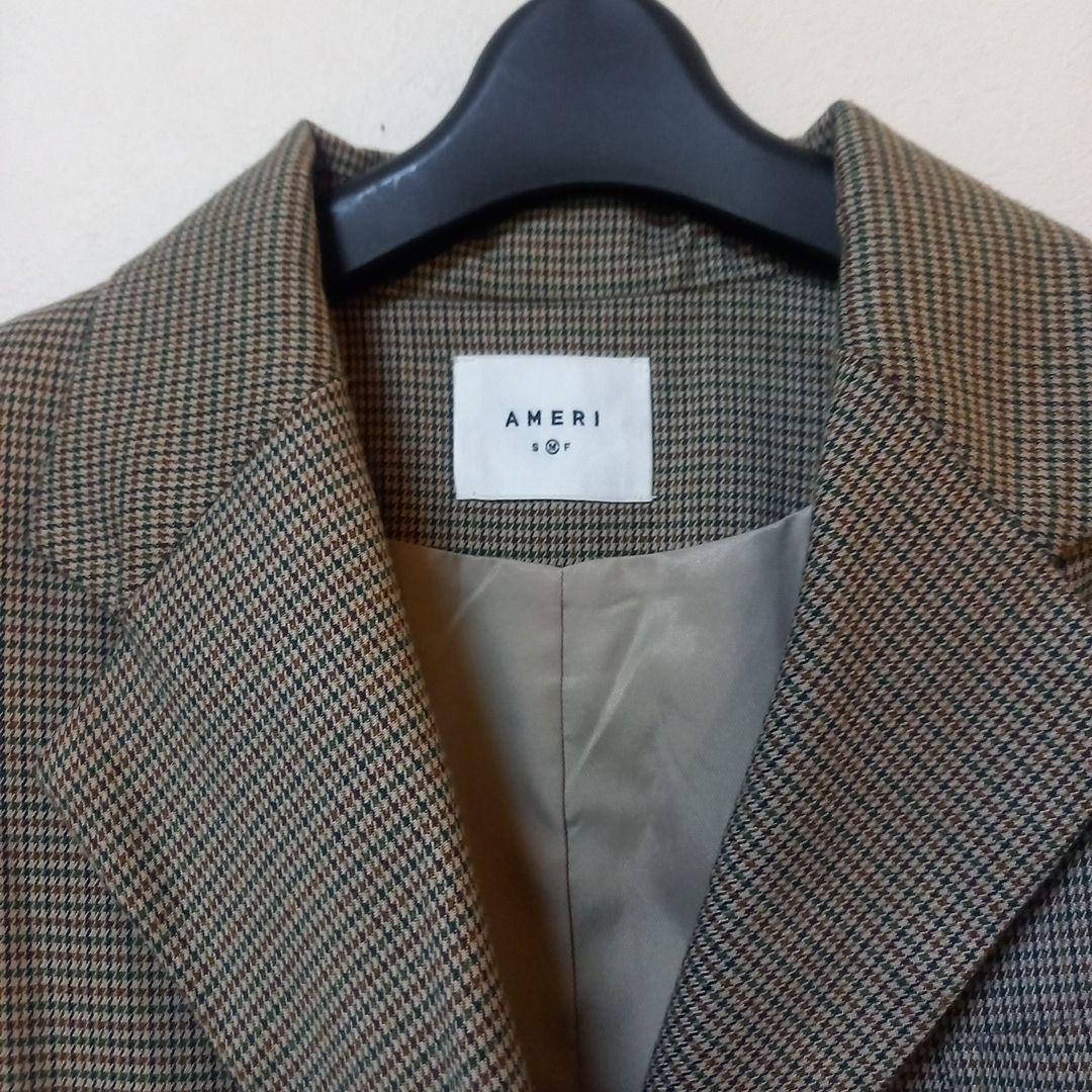 Ameri CHECK JACKET MINI DRESS秋冬羽織りパフスリーブ