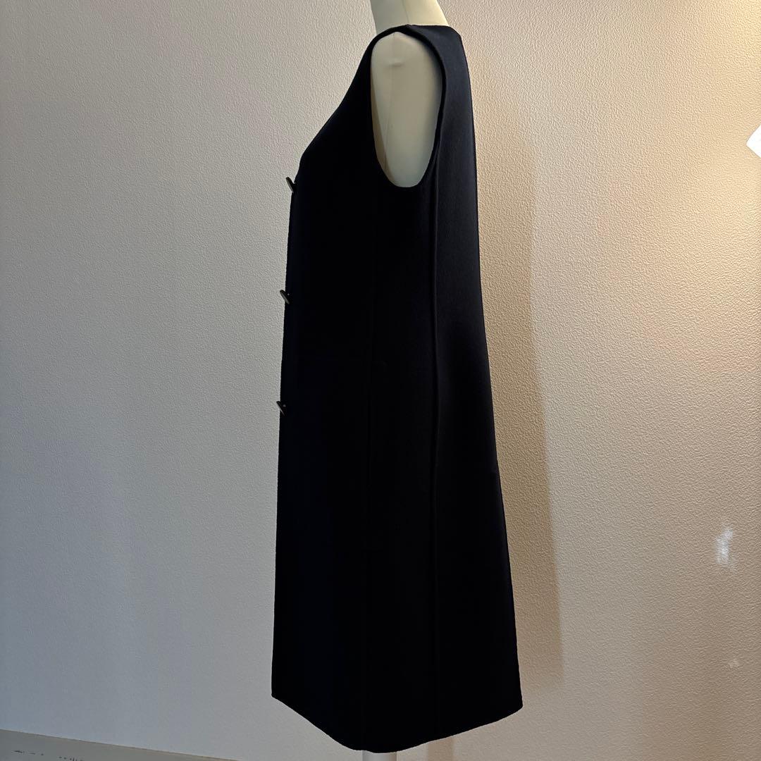 HERMES カシミヤ ジレ ロング ブルー ノワール ダブルフェイス32 式典