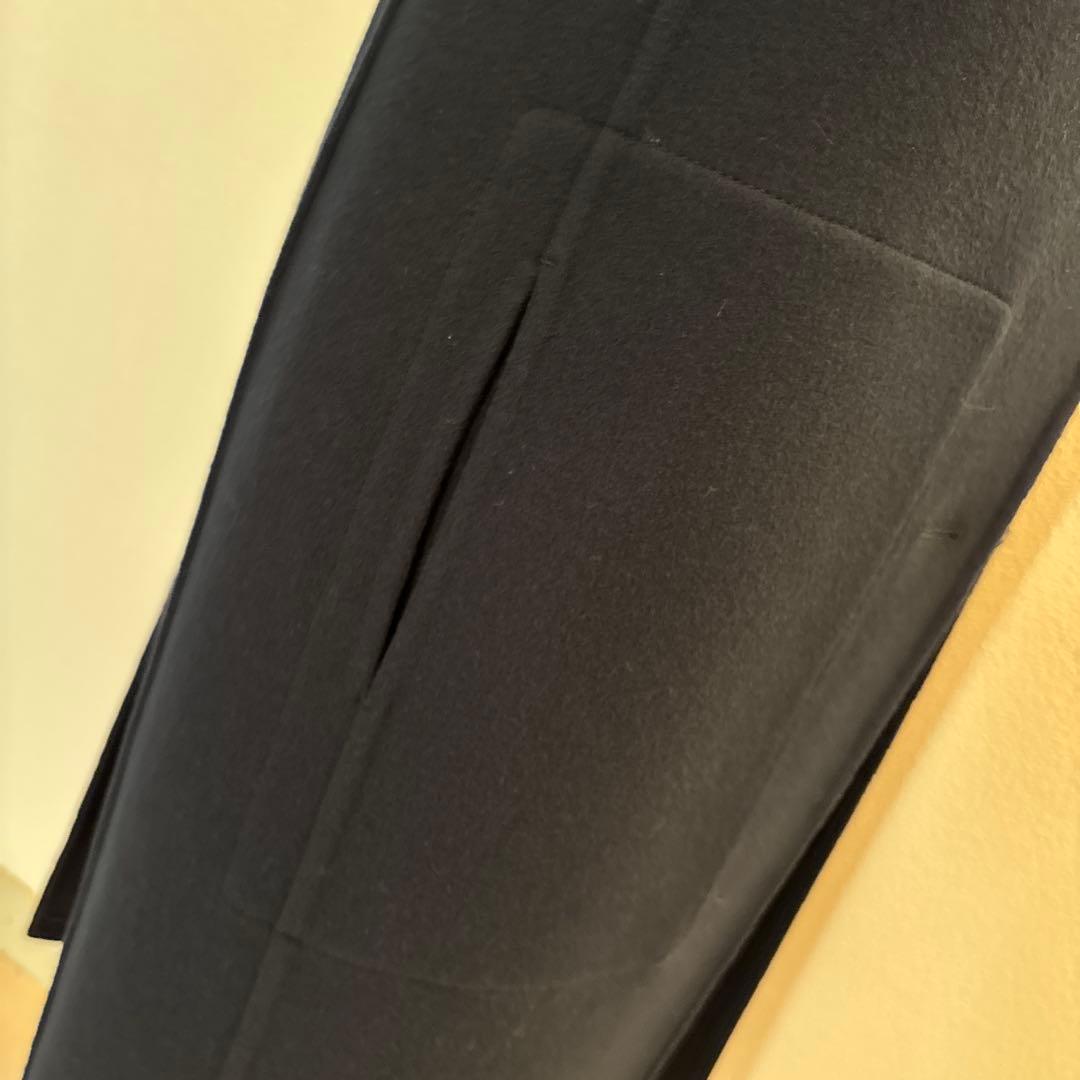 HERMES カシミヤ ジレ ロング ブルー ノワール ダブルフェイス32 式典