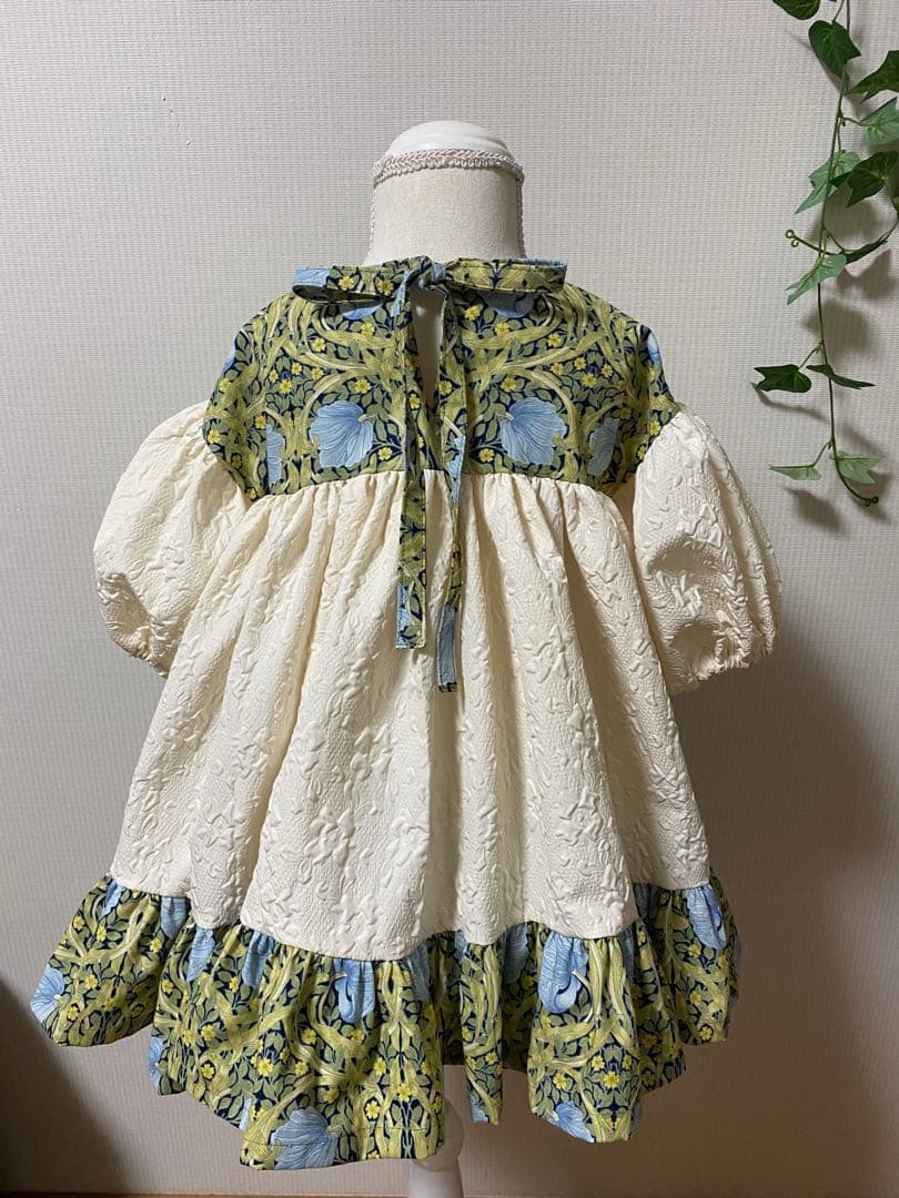 ハンドメイド　ふっくら袖ワンピース　90㎝