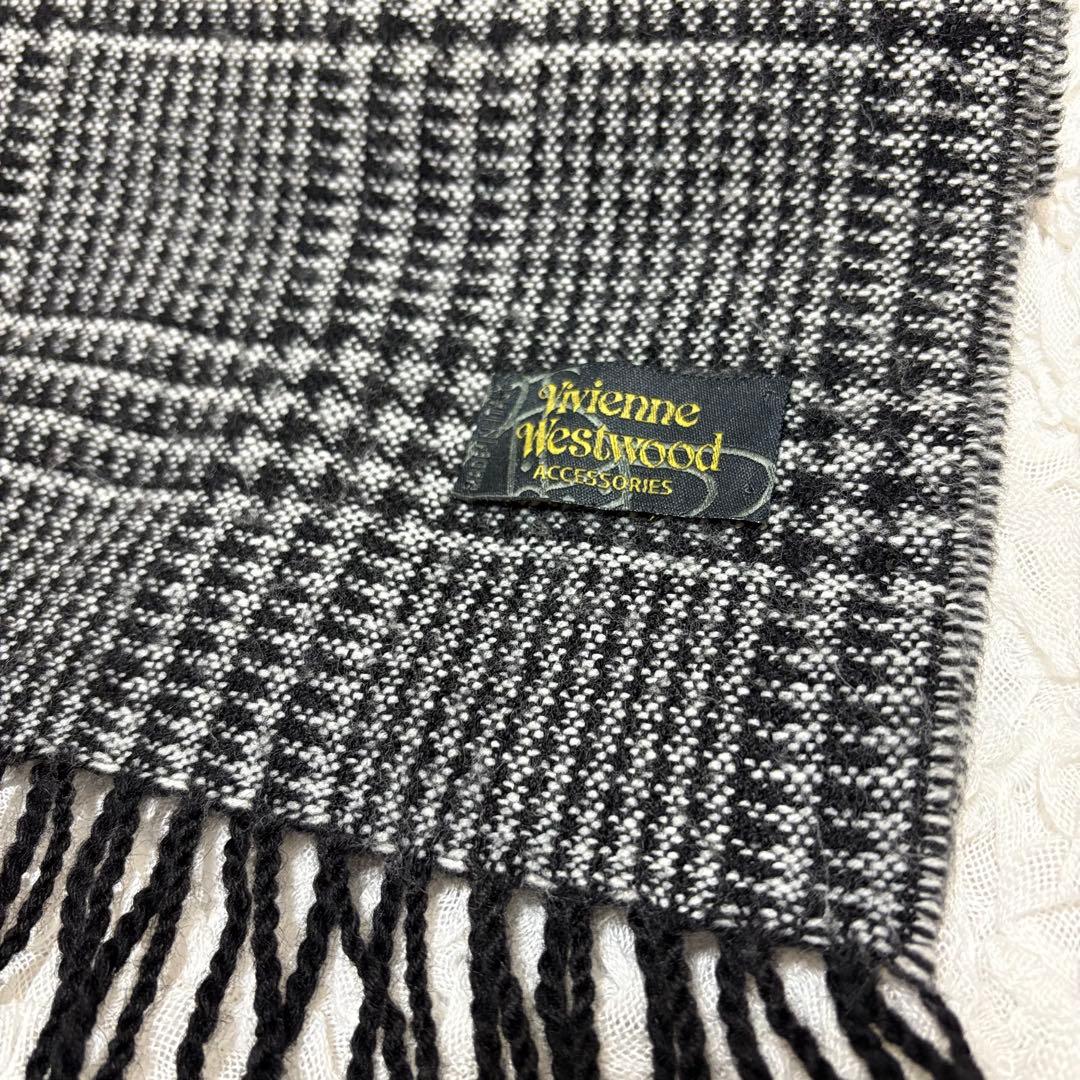 Vivienne Westwood 大判　ストールマフラー　オーブ　黒　チェック