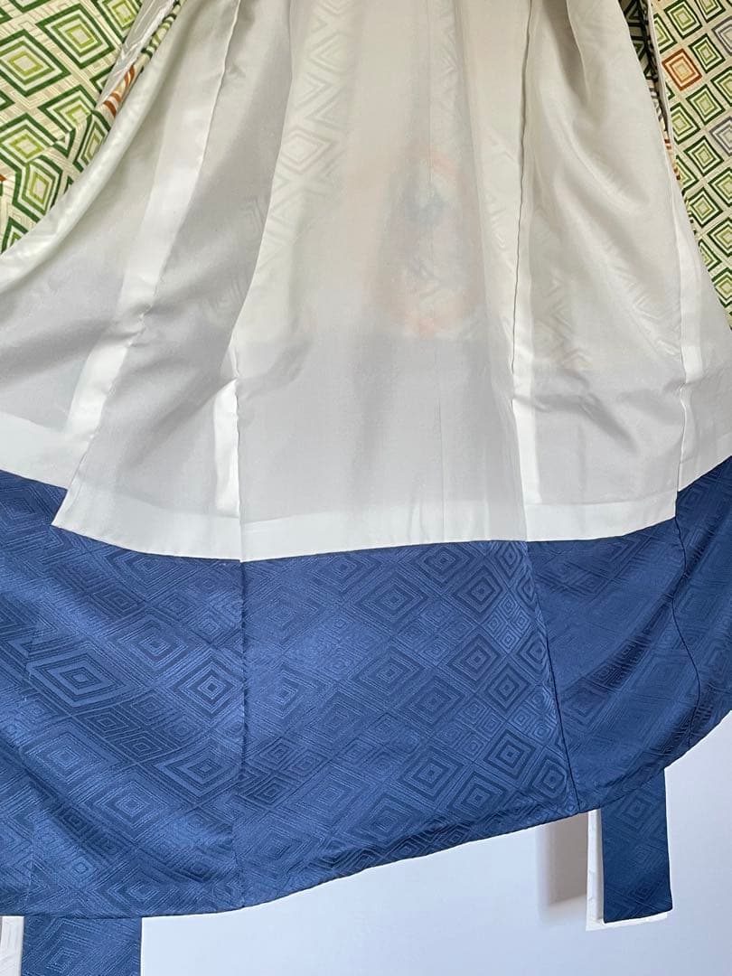 □男児　正絹祝着　菱紋　亀甲金駒刺繍　お宮参り　初着　掛け着　襦袢付　紺色