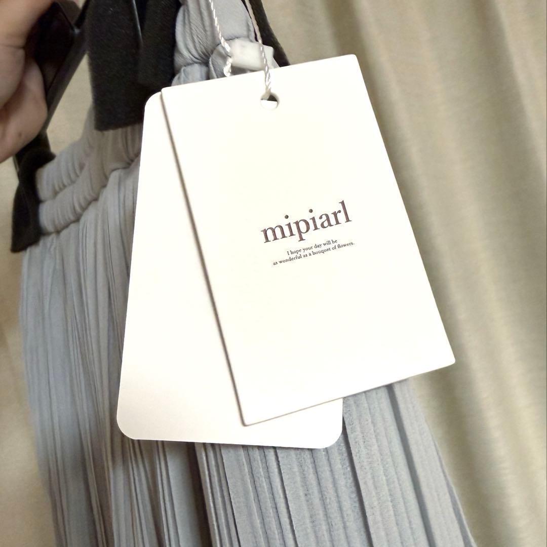 mipiarl ランダムヘムプリーツティアードスカート M ブルーグレー