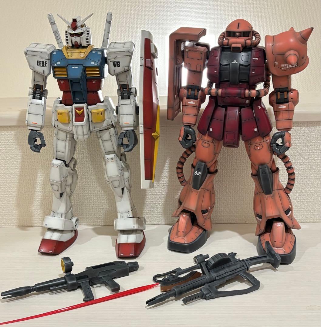 ①ジャンクプラモデル ガンプラ・メガサイズ RX-78ガンダム シャア専用ザク