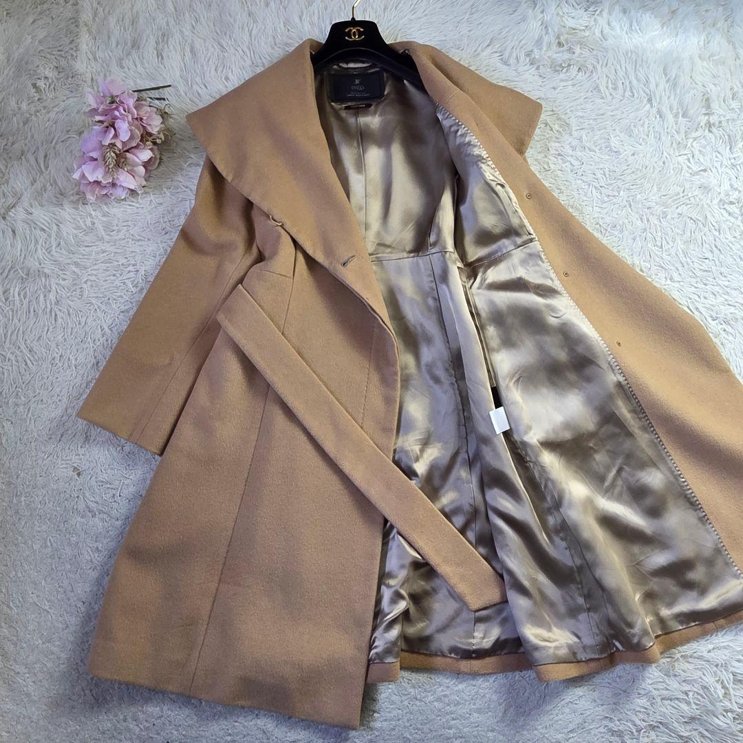 極美品 イネド カシミヤ100% ロングコート キャメル ブラウン サイズM