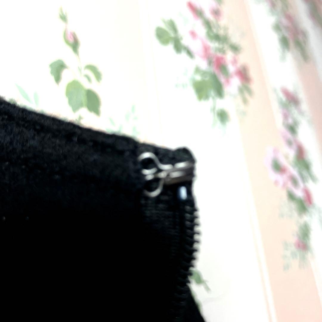 【クレージュ】　膝丈ワンピース　ベル袖　ロゴマーク刺繍　濃紺　 Aライン　七分袖