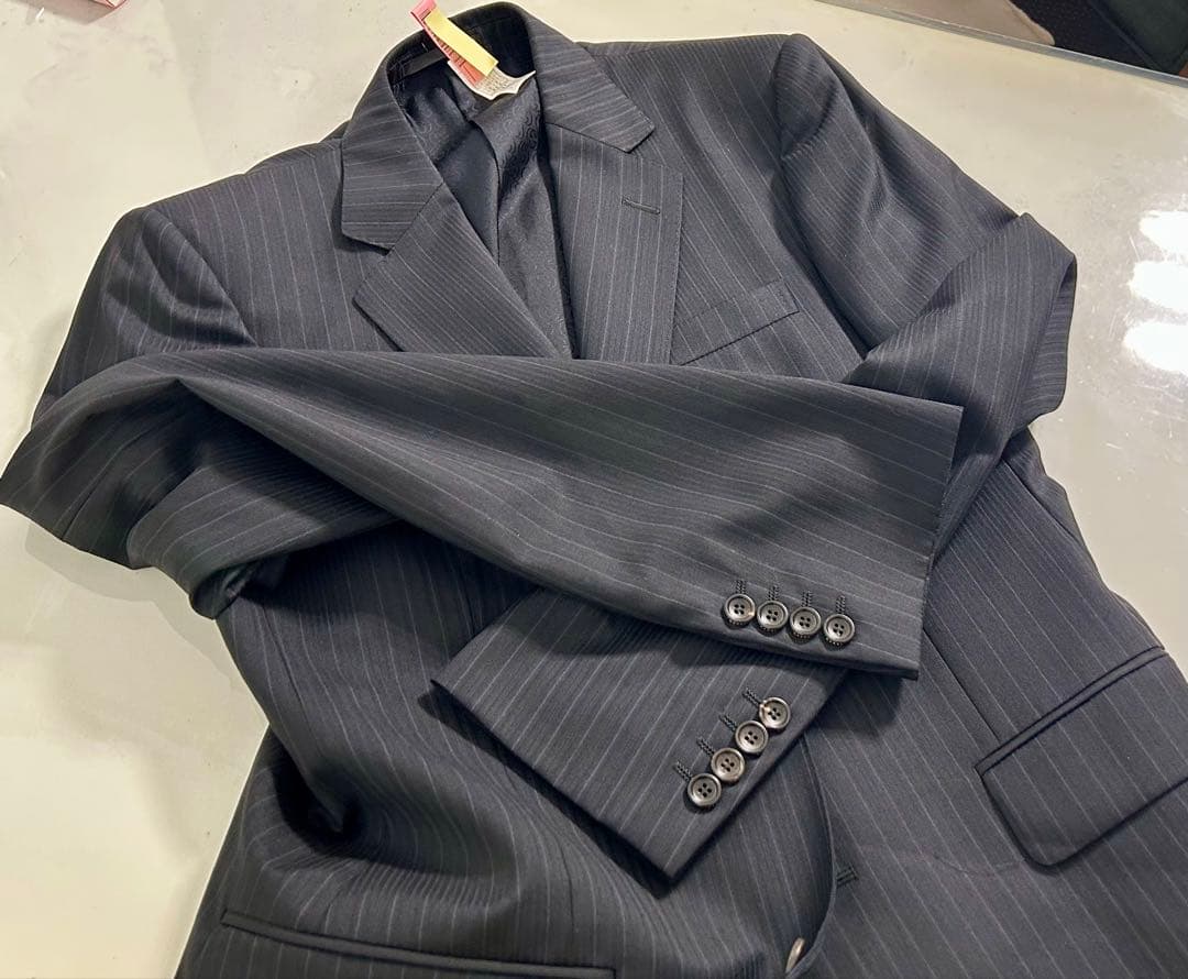 美品GUCCI グッチ ストライプ セットアップ スーツ 48 ネイビー