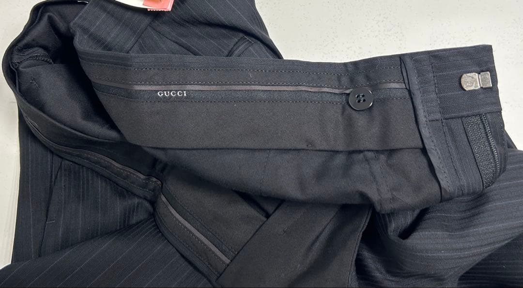 美品GUCCI グッチ ストライプ セットアップ スーツ 48 ネイビー