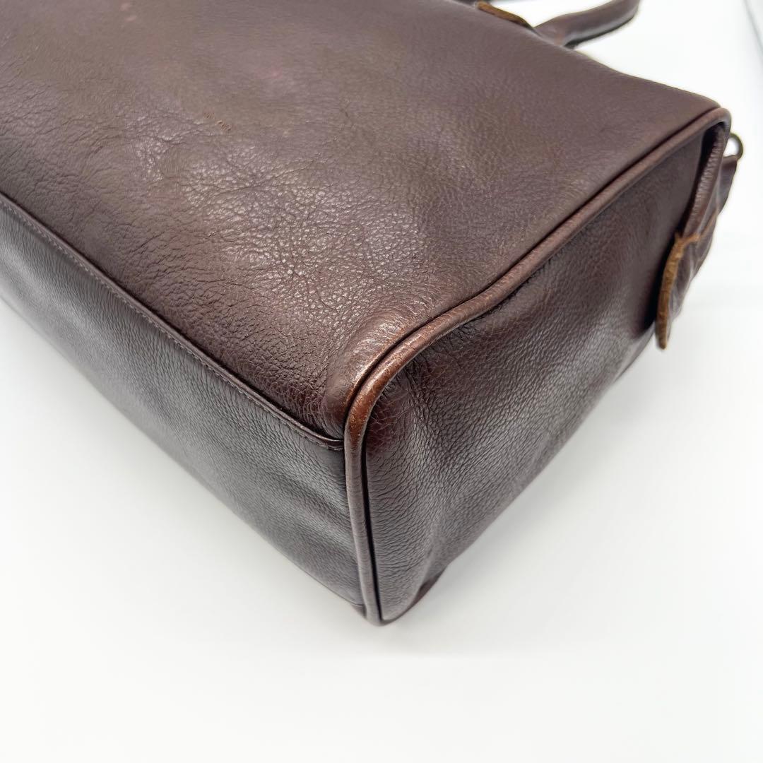 良品✨イルビゾンテ　ミニボストンバッグ　レザー　ブラウン　ロゴ型押し