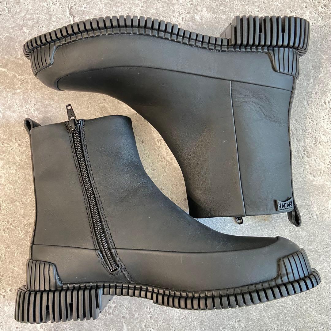 【極美品】CAMPER カンペール レザーショートブーツ 23 黒 サイドジップ