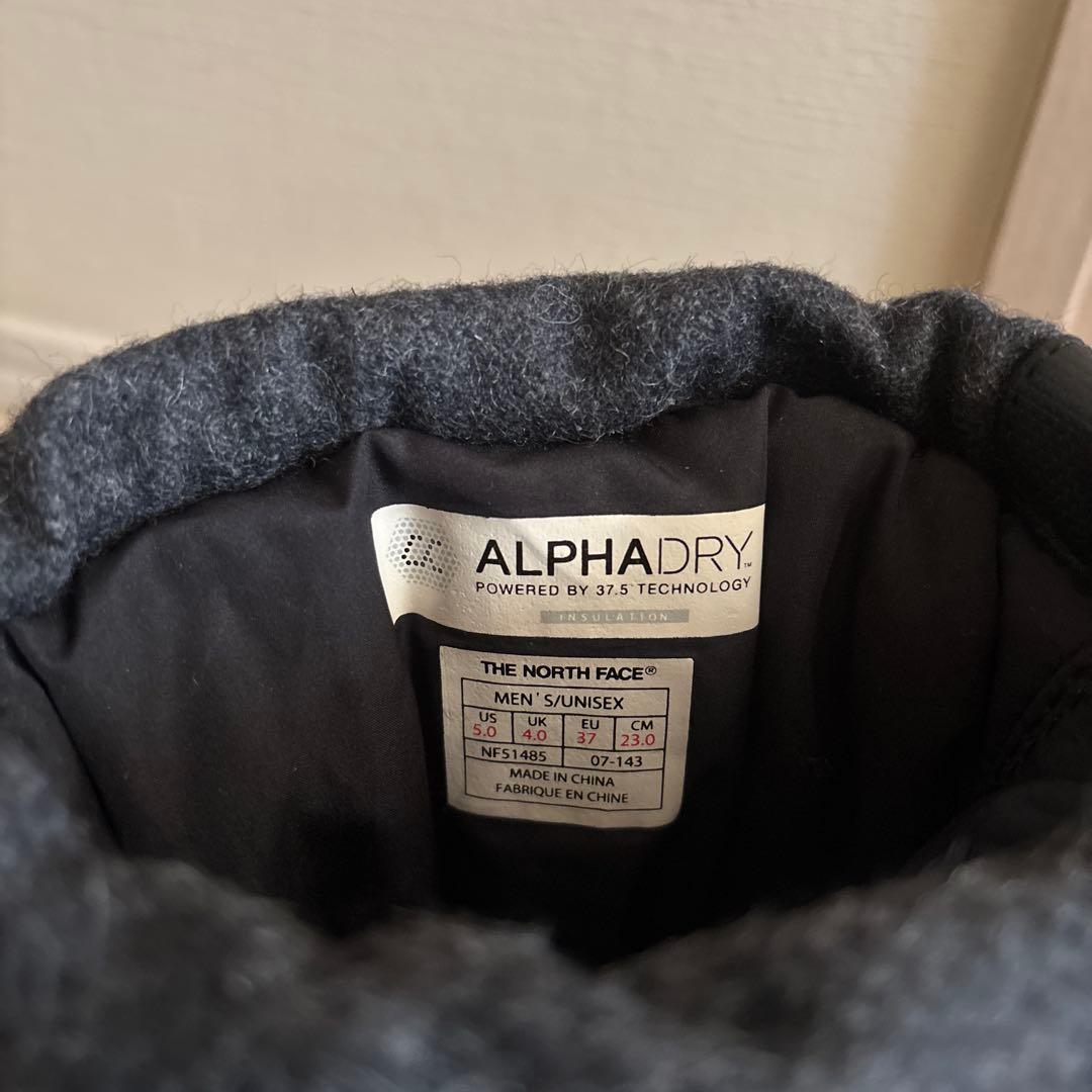 ノースフェイス ダークグレー ミッドカットブーツ 23㎝ 防寒 アルファドライ
