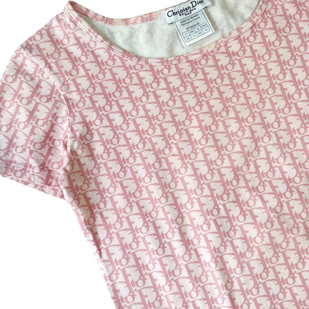 希少✨クリスチャンディオール トロッター ガリアーノ期 総柄 Tシャツ ピンク