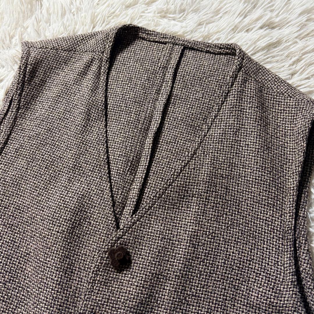 極美品■LARDINI ベスト　ブートニエール　三者混　ブラウン系　48