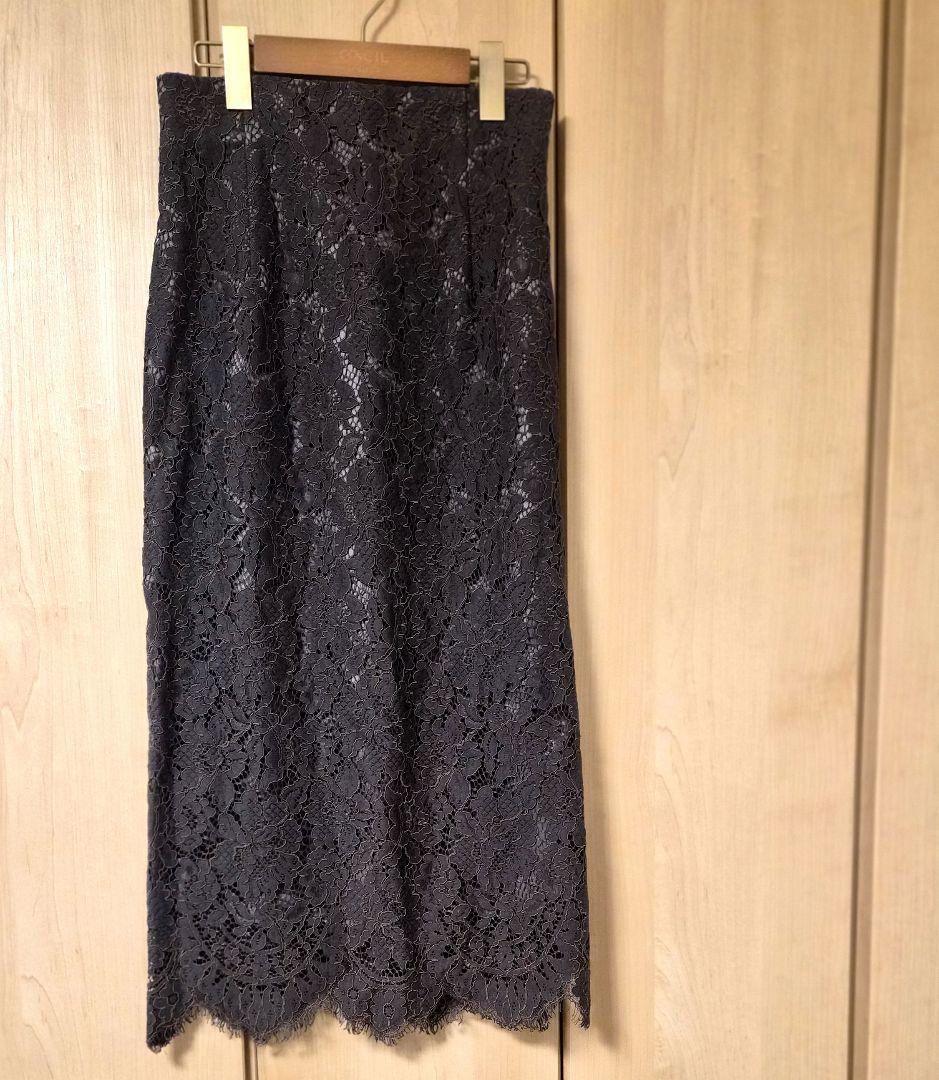 【美品】LaTotalite　コードレースタイトスカート　グレー