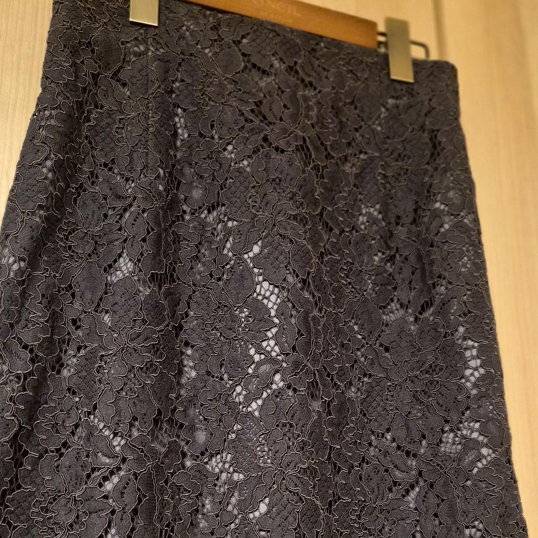 【美品】LaTotalite　コードレースタイトスカート　グレー