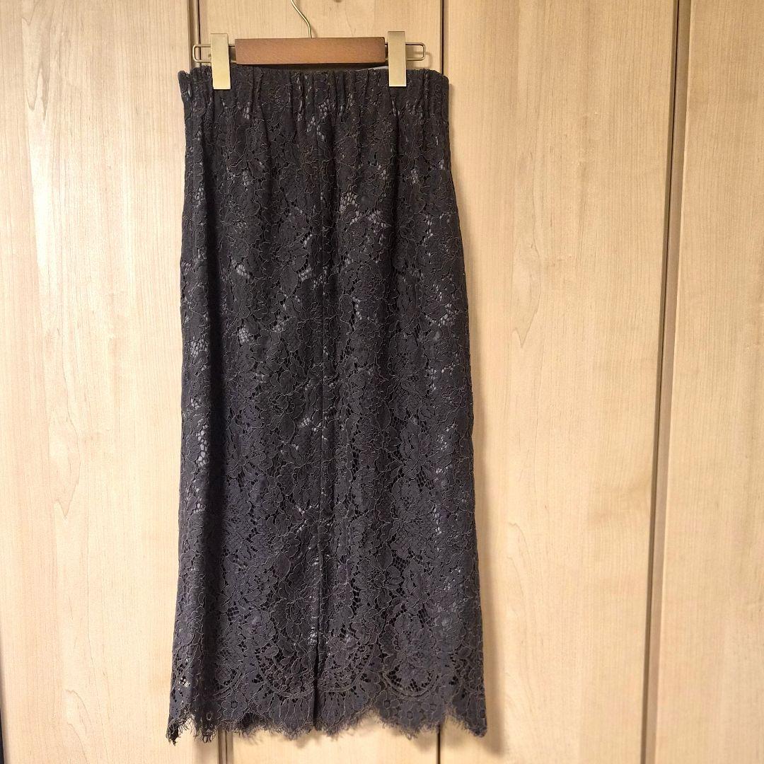 【美品】LaTotalite　コードレースタイトスカート　グレー