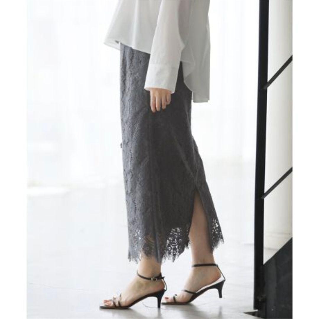 【美品】LaTotalite　コードレースタイトスカート　グレー